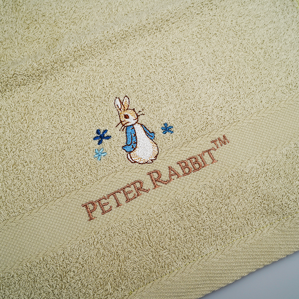彼得兔 素色緹花毛巾  綠色