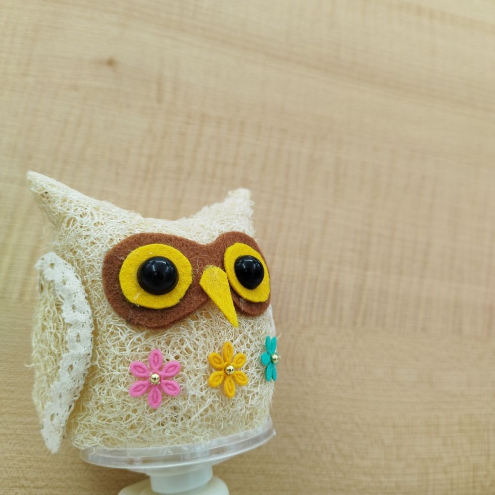 貓頭鷹造型絲瓜絡小夜燈